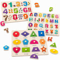 Wooden Peg Puzzles for Toddlers, 3 Pack Large Wooden Knob Puzzles for Ages 3-5 by NASHRIO