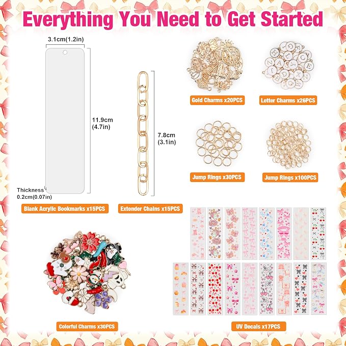 253 Pcs Bow Acrylic Bookmark Blanks Thicken 15 DIY Bookmark Making 17 Bow UV - Image 2