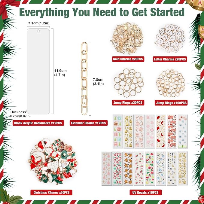 245PCS Acrylic Bookmark Blanks Thicken 12 DIY Bookmark Making 15 Christmas UV - Image 2