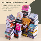 1:12 Scale Mini Desk Set with 100 Mini Books & 2 Bookshelves — Miniature - Image 4