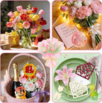 Mom Gift 40Pcs 5 Style Unfinished Wooden Mother's Day Ornaments DIY Craft - Image 3
