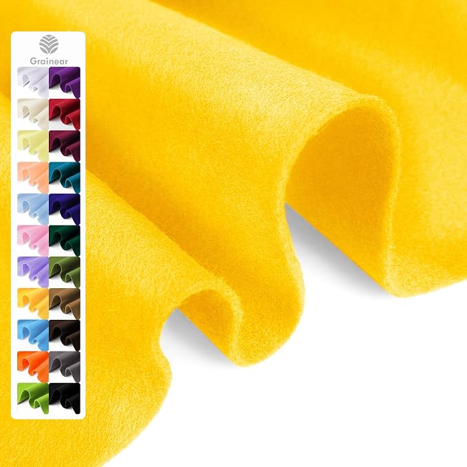 Gold Yellow Soft Felt Fabric Sheet 36" x 36", 1.6mm Thick, Premium Craft Felt by Grainear