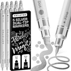 ARTISTRO 5 Silver Dual-Tip Acrylic Paint Markers – Paint Pens Set by ARTISTRO