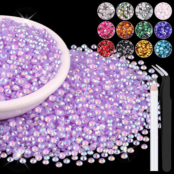 12000PCS 2mm Resin Jelly Rhinestones in Bulk, Bedazzling Flatback Crystals by BELLEBOOST