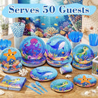 450 Pcs Under the Sea Tableware Set Party Decorations Ocean Birthday Paper - Image 4