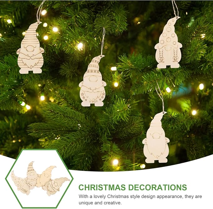 FOMIYES 40Pcs Christmas Wooden Gnome Hanging Decorations - Image 5