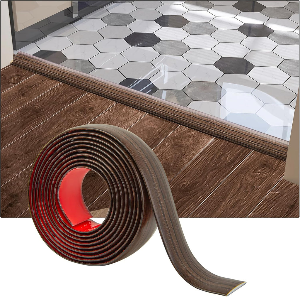 Art3d Vinyl Floor Transition Strip - Laminate Floor Divider for Joining Gaps and Carpets, Brown (10 FT, 1.57in)