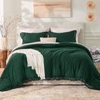 Andency Oversized King Size Comforter Set Dark Green 128x120, 3 Pieces Boho - Image 2