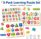 Wooden Peg Puzzles for Toddlers, 3 Pack Large Wooden Knob Puzzles for Ages 3-5 - Image 2