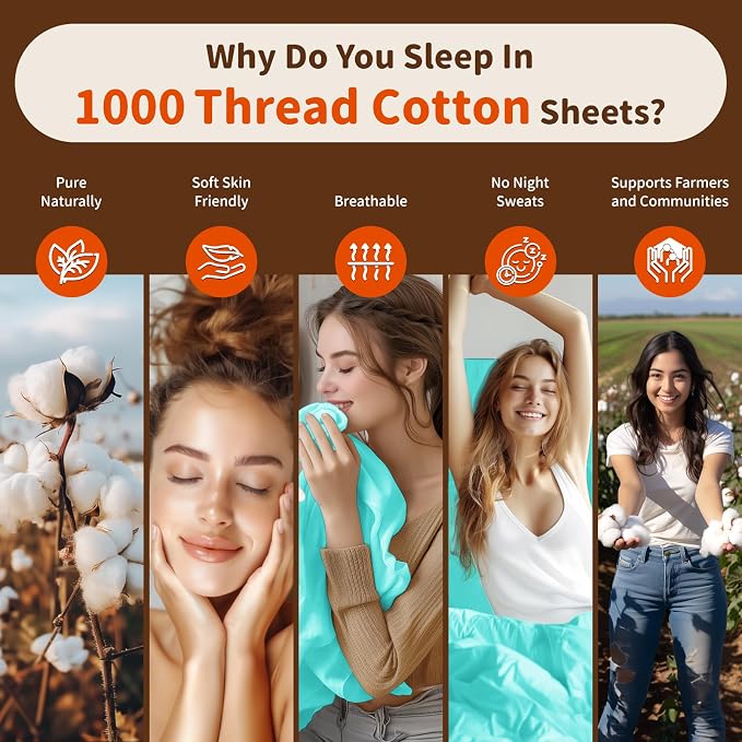 LBRO2M 1000 Thread Count 100% Egyptian Cotton Sheets Set Twin, 3 Piece Sets Bed - Image 4