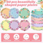 Funnymoom 60 Pcs Floral Party Plates Floral Disposable Paper Plates, 7 Inch - Image 3