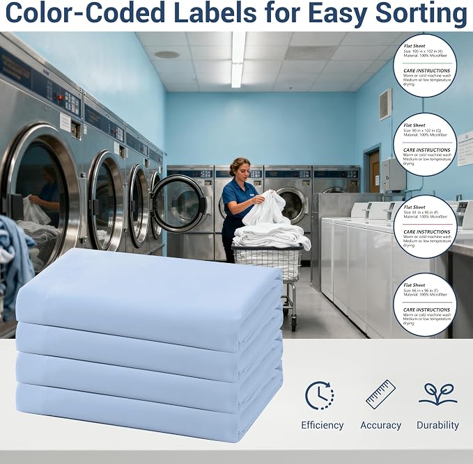 Bulk Twin Flat Sheets Only, 6 Pack Quick Sort Top Bed Sheet, Color-Coded Label - Image 4