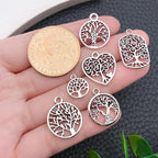 WOCRAFT 60pcs Antique Silver Tree Leaf Bracelet Charms - Image 2