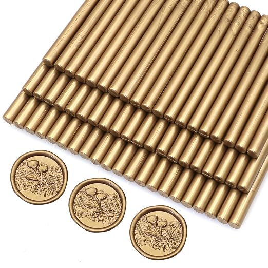 60pcs Wax Seal Sticks, Antique Gold Sealing Wax Sticks, HOSEALING Glue Gun Wax - Image 5