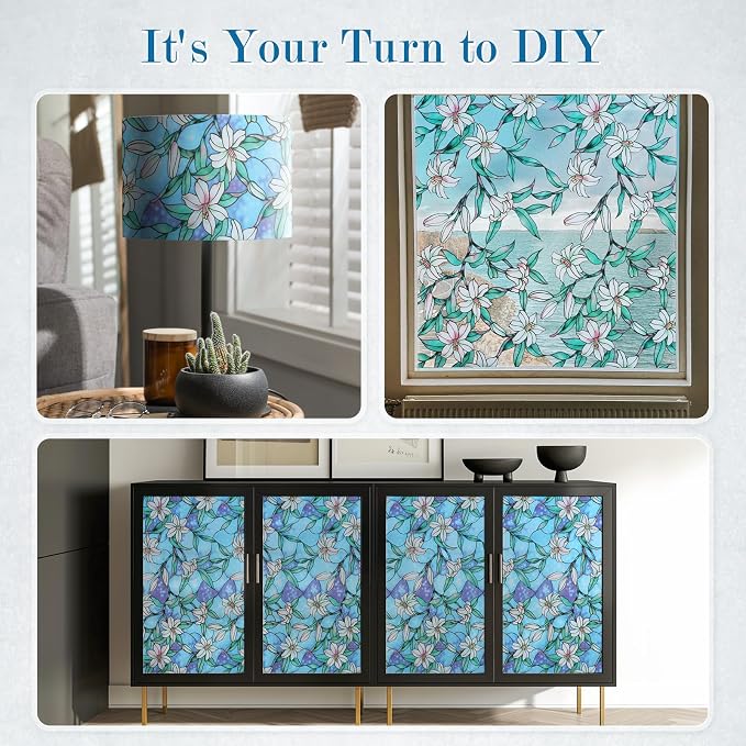 rabbitgoo Stained Glass Window Privacy Film, 23.6" X 157.4" | Anti UV Heat - Image 9