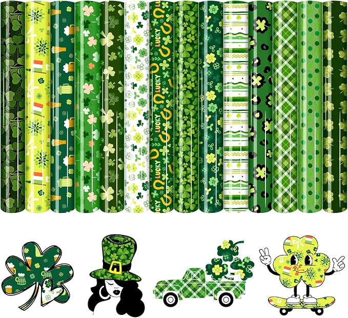 HTVSTD Four Leaf Clover Heat Transfer Vinyl 14pcs 12×10in Iron on Vinyl | St. by CraftingEveryday