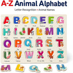Wooden Peg Puzzles for Toddlers, 3 Pack Large Wooden Knob Puzzles for Ages 3-5 - Image 3