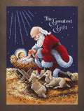Janlynn Counted Cross Stitch Kit, Kneeling Santa Navy by Janlynn