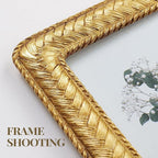 Cuspin 5x7 Gold Picture Frame, Ornate Decorative Rattan Resin Photo Frame - Image 4