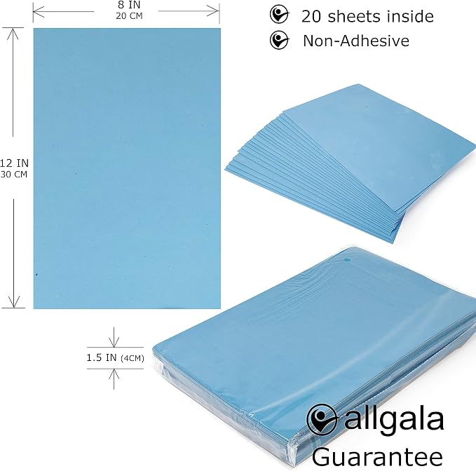 Allgala 20-Value-Pack EVA Foam Paper 8x12 Inch Sheets-Light Blue-CF85314 - Image 2