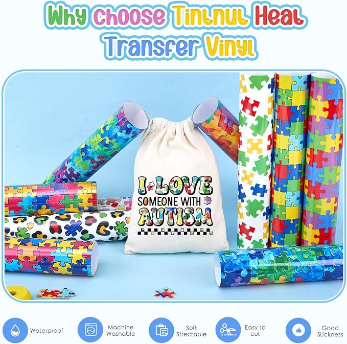 Tintnut Puzzle Heat Transfer Vinyl, 10 Sheets 12"x10" Iron on Vinyl | - Image 3