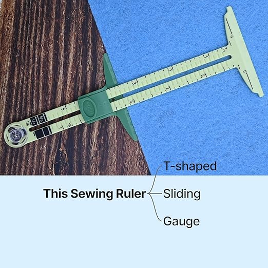 Sewing Gauge Measuring Tool Set 5-in-1 T-Shaped Sliding Gauge Ruler, Acrylic - Image 3
