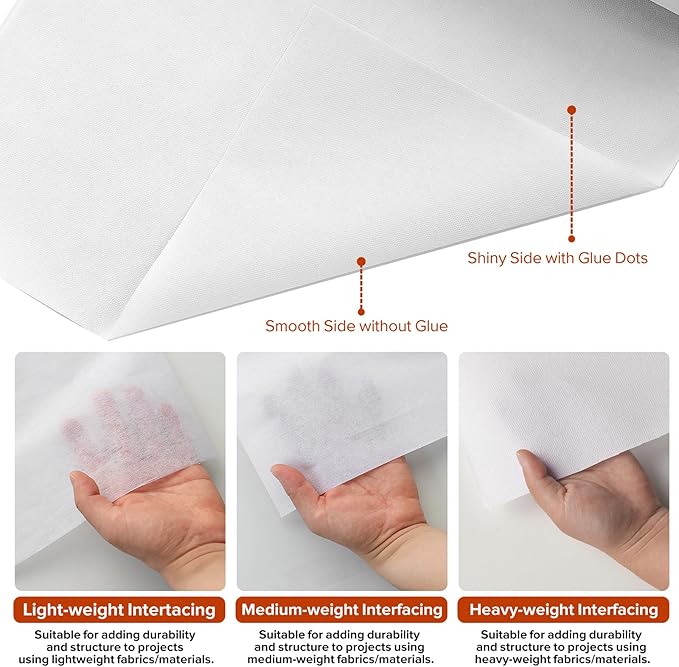 ZOMONETI Light Weight 17in x 30yd White Iron On Non-Woven Fusible Interfacing - Image 3
