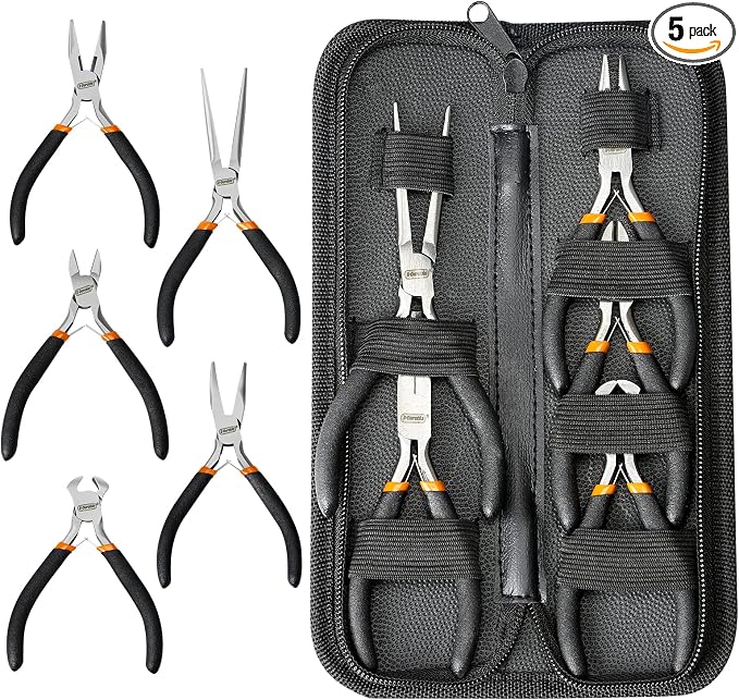 SOONAN 5 Pieces Mini Pliers, Long Lasting Tool Set Cable Cutters – Long Needle by SOONAN