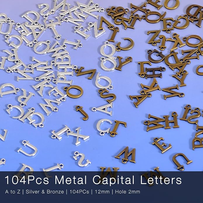 stino 200Pcs A-Z Metal Letter Charms - Image 2