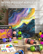 Nicpro 20 Colors Iridescent Acrylic Paint, 8.45oz / 250ml Large Bulk Metallic - Image 7