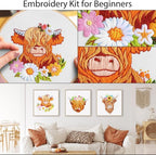 Louise Maelys 3 Sets Highland Cow Embroidery Kits - Image 4