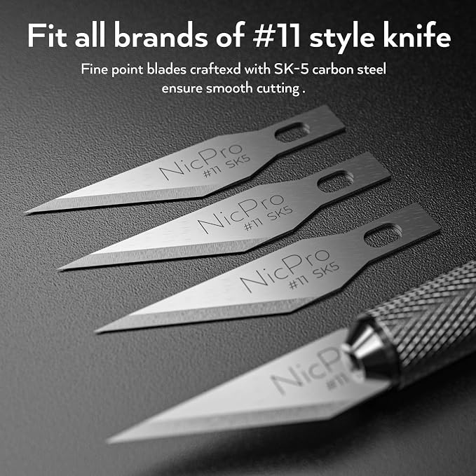 Nicpro 120 PCS Hobby Blades Set SK-5, Utility #11 Art Blades Refill Cutting Tool - Image 2