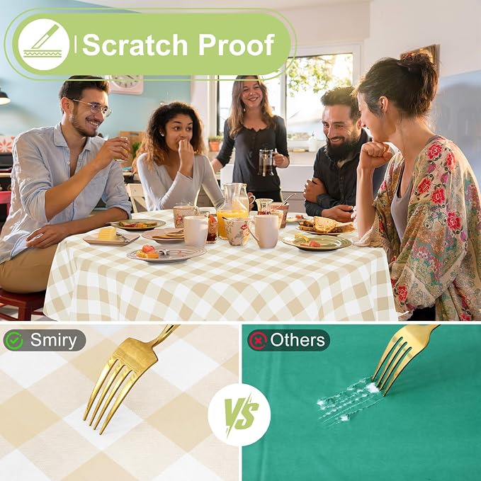 Smiry Plastic Table Cloth, Waterproof Vinyl Tablecloth - Image 5