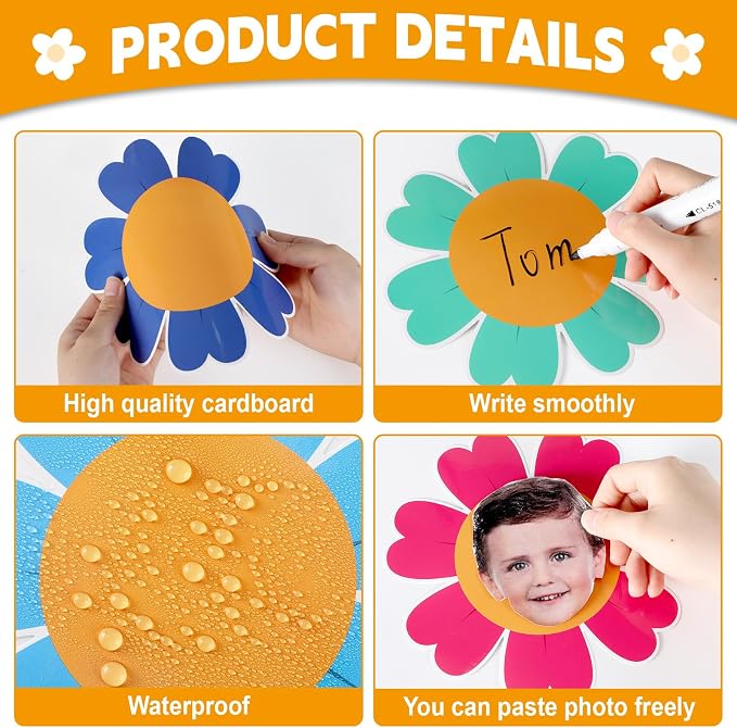 gisgfim 80Pcs Colorful Flower Cutouts Back to School Decorations Bulletin Board - Image 3