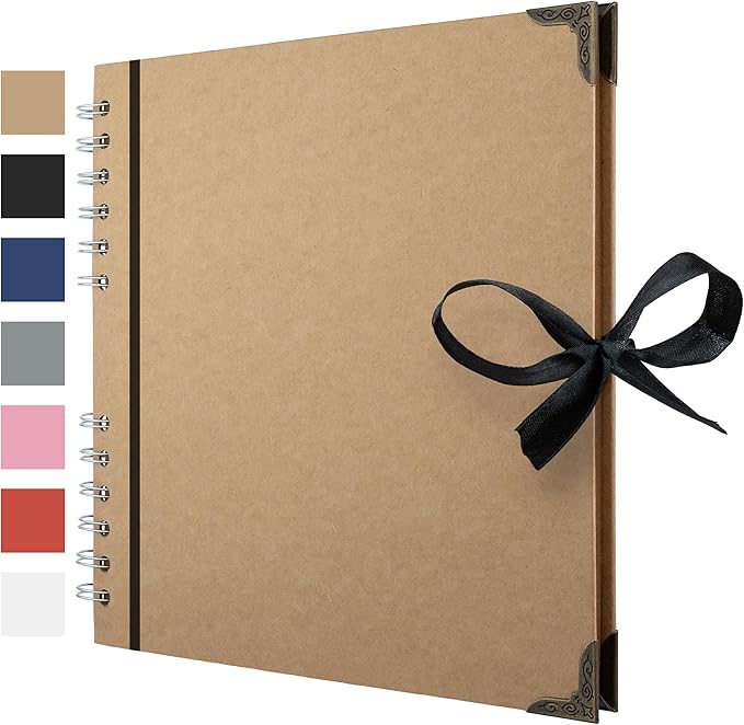 Bstorify Scrapbook Album 60 Pages Brown Thick 200gsm Kraft Paper, Photo Album by Bstorify