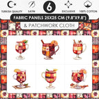 Patchwork Mulled Wine Cotton Fabric Panel – 6 Designs + Bonus Sheet 29.5×19.6 - Image 3