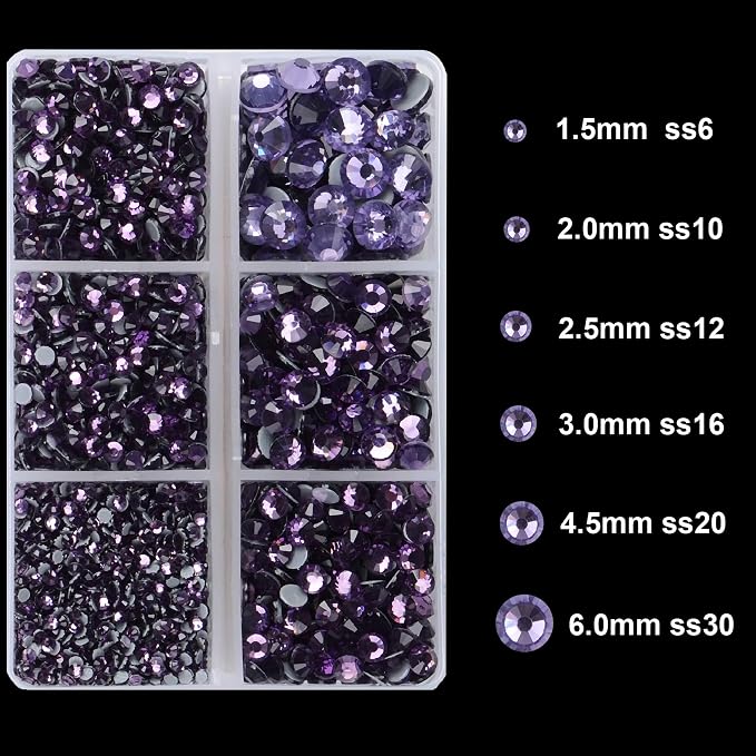 4000Pcs Mixed Size Hot Fix Round Crystals Gems Glass Stones Hotfix Flat Back - Image 3