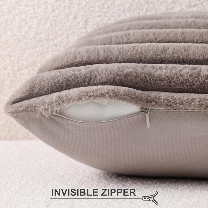 Pallene Faux Fur Plush Throw Pillow Covers 20x20 Set of 2, Luxury Soft Fluffy - Image 3