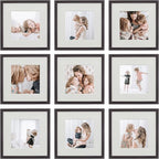 Sheffield Home 9 Piece Gallery Wall Frame Set, 12x12 Inch, Dark Oak by SheffieldHome