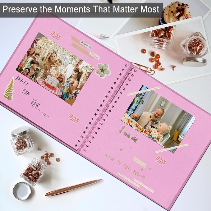 DIY Scrapbook Album 8x8 Inch, Hardcover Kraft Paper Scrap Book Photo Album - Image 4