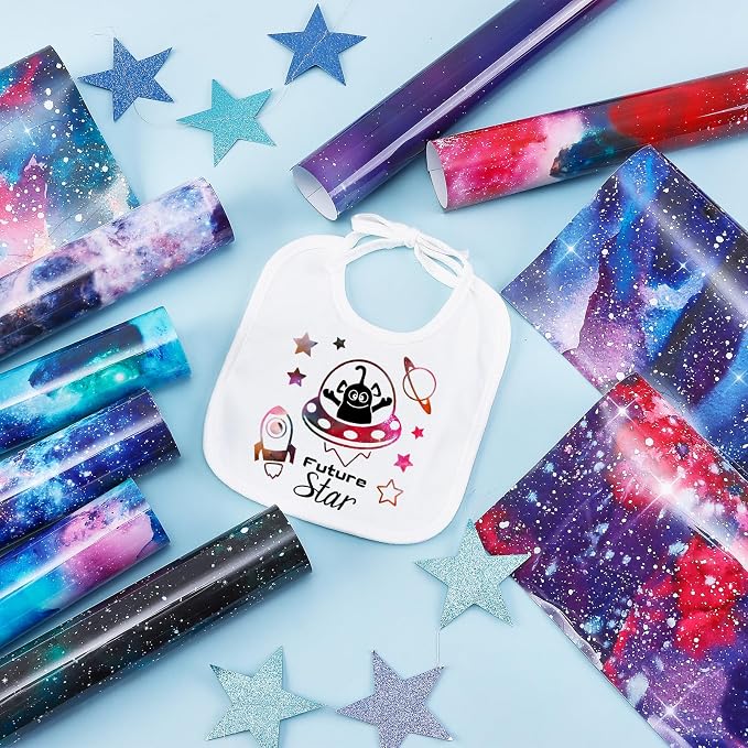Tintnut Starry Sky Galaxy Heat Transfer Vinyl, PU HTV sheets, easy cut & weed - Image 2
