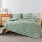 Andency Sage Green California King Comforter Set, Boho Soft Fluffy Warm - Image 2
