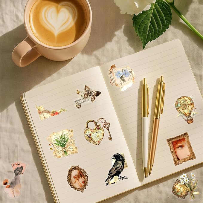 50PCS Vintage Aesthetic Stickers, Waterproof PET Scrapbooking Decals, Retro - Image 6