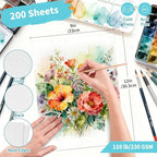 OSIMIG 200 Sheets 9x12” Watercolor Paper Bulk, 110lb/230gsm Cold Press White - Image 2