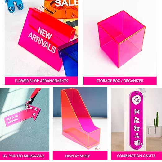 6 PCS Transparent Pink Cast Acrylic Sheets 8" x 12" x 0.118", Plexiglass - Image 2