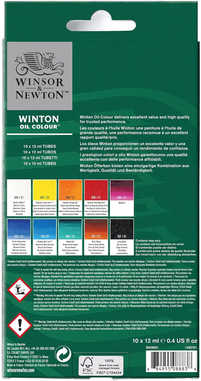 Winsor & Newton Winton Oil Color Paint Set, 10 x 12ml Tubes - Image 12