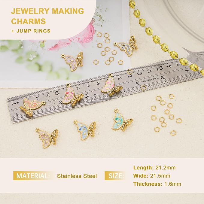 UMAOKANG 8pcs Colorful Enamel Butterfly Charm Bulk - Image 3