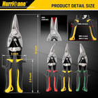 HURRICANE 3 pc Aviation Tin Snips Set, 10 Inch Metal Shears - Image 3