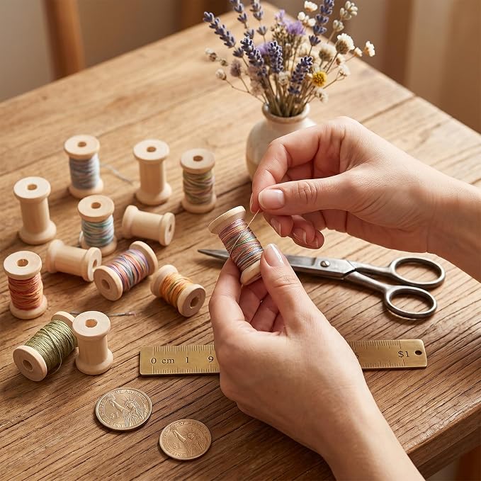 30 Pcs Wooden Spools, 3 Sizes Wooden Spools - Image 2