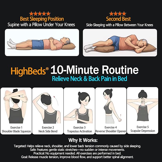 HighBeds Cervical Neck Pillow for Neck Pain Relief- Memory Foam Pillow for Side - Image 8